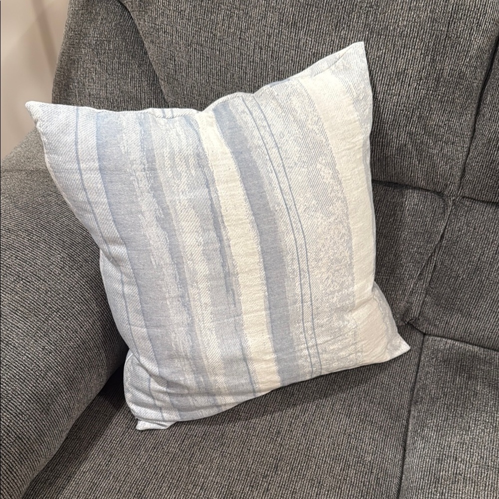 Blue and White Striped Accent Pillow with Modern Design